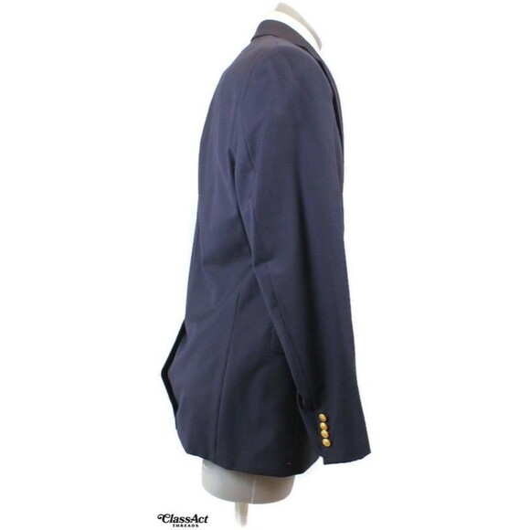 Lauren Ralph Lauren Blazer Men Blue Gold Buttons Suit Jacket Sport Coat Wool 42L - Picture 6 of 10